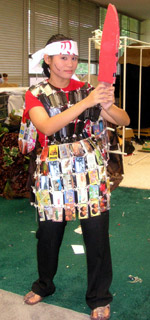 Mr Sam Urai - in costume made up of old phone cards
