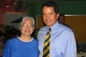 Richard Seow with his Primary 1 teacher Mrs Retnam
