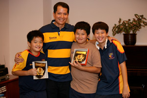 Richard Seow with his 3 sons