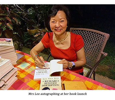 Mrs Lee autographing at her book launch