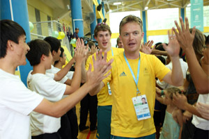 Basketballer Eugene with the Olympians