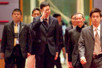 The Guest-of-Honour, Rear Admiral (NS) Lui Tuck Yew, Acting Minister for Information, Communications and the Arts, arriving at the dinner.